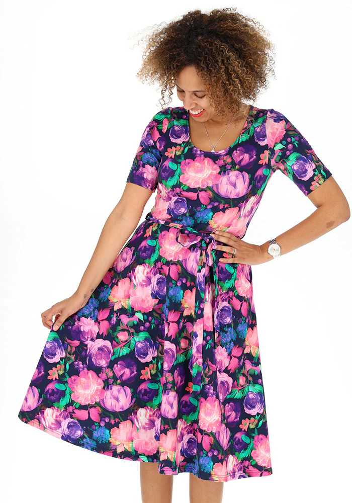 Jessamy Blurred Floral Print Cotton Swing Dress - Image 9
