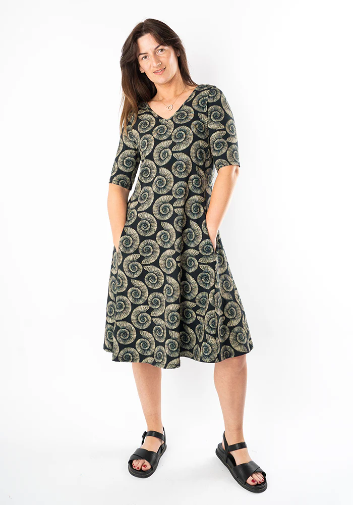 Jones Fossil Print Cotton Trapeze Dress - Image 3