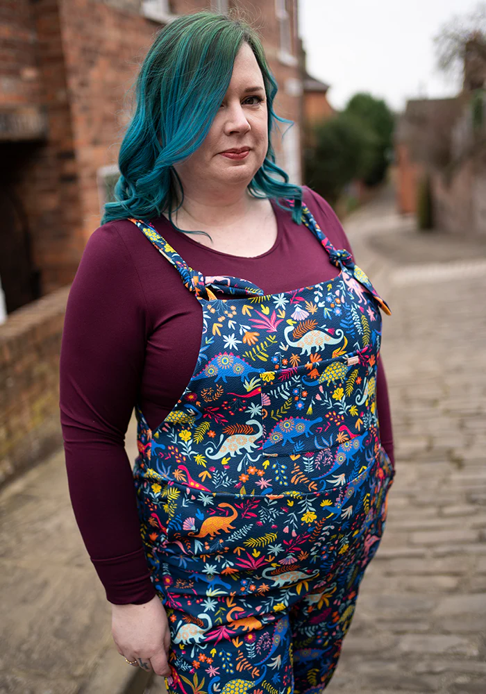 Jordan Dinosaur Print Textured Crepe Dungaree - Image 8