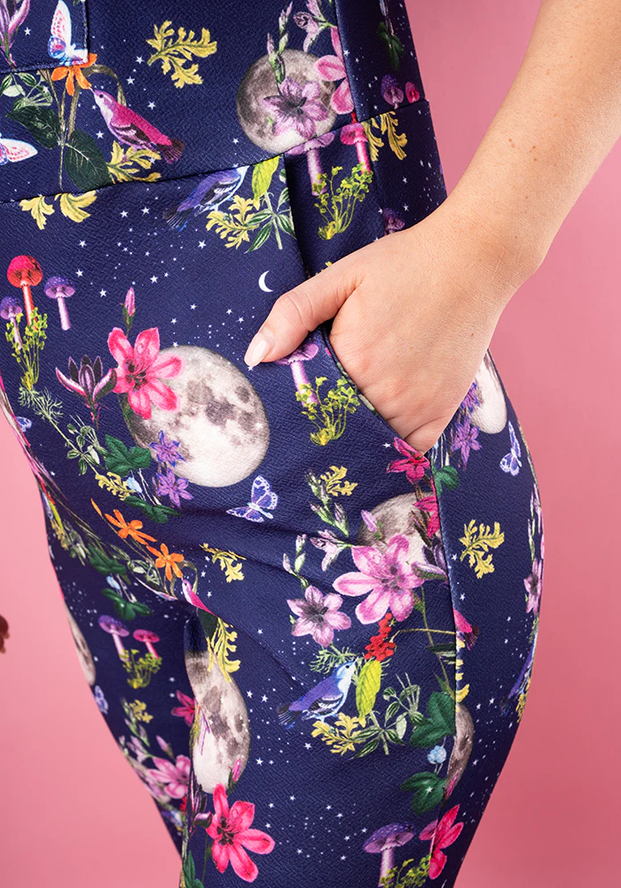 Jordan Purple Botanical Moon Print Dungaree - Image 5