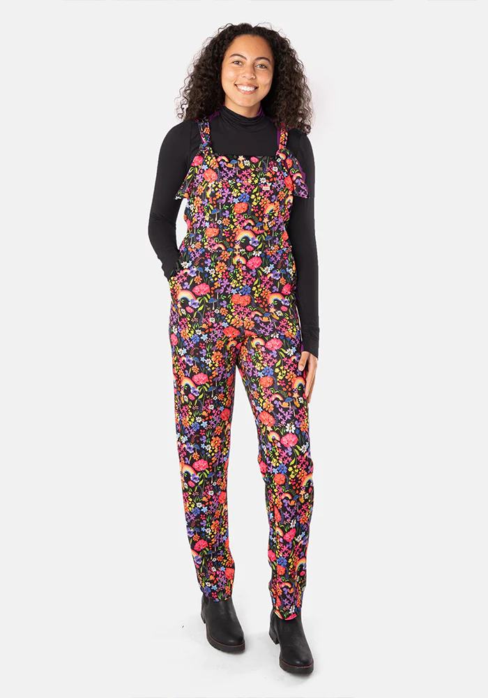Jordan Garden Rainbow Floral Print Textured Crepe Dungaree - Image 3