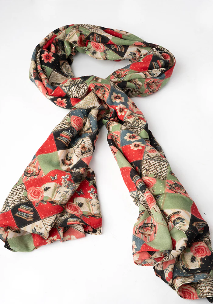 Colourful Women's Lightweight Printed Scarf - Journals Print - Image 5