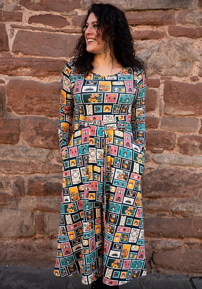 Jude Stamps Print Cotton Midi Dress