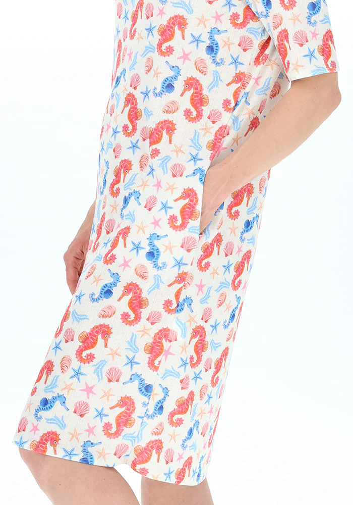Kaia Seahorse Print Night Shirt - Image 4