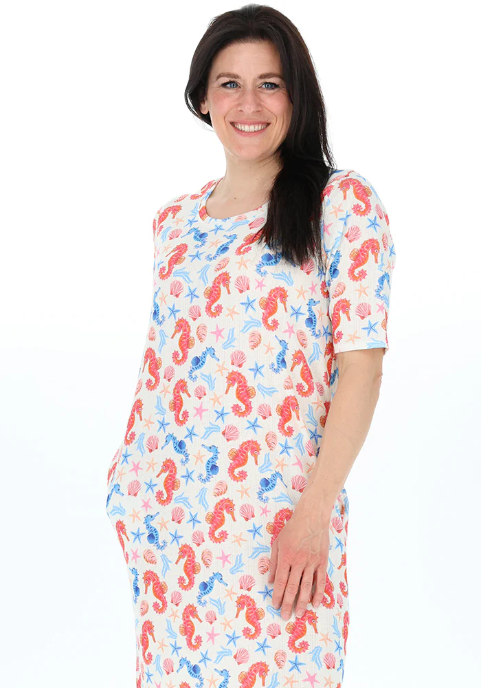 Kaia Seahorse Print Night Shirt - Image 5