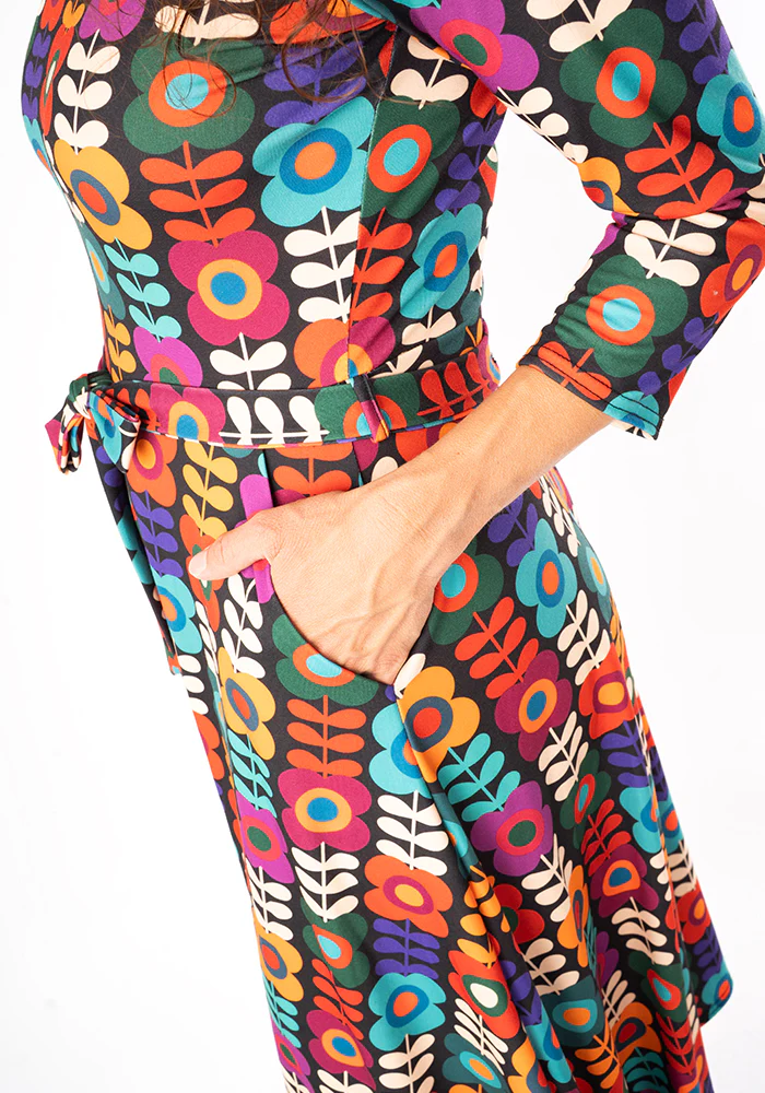 Kallie Retro Flower Print Midi Dress - Image 8