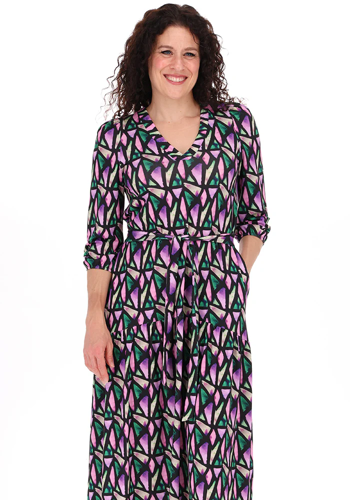 Karolina Colourful Abstract Pieces Print Drop Waist Midaxi Dress - Image 6