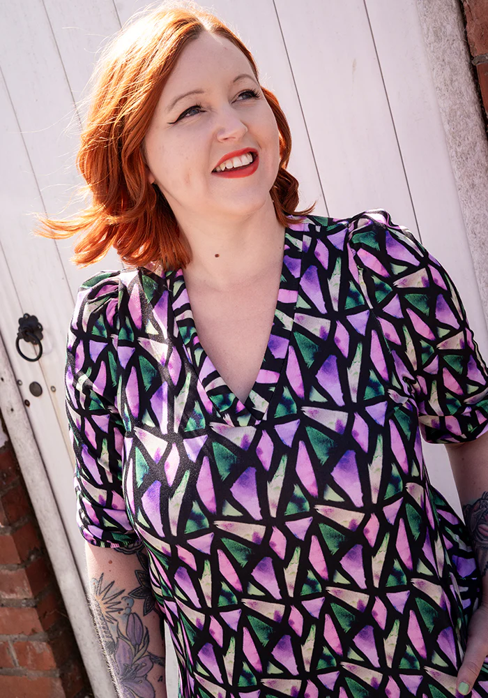 Karolina Colourful Abstract Pieces Print Drop Waist Midaxi Dress - Image 7