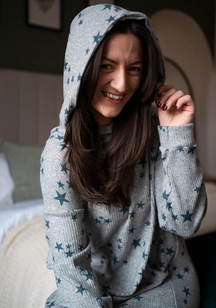 Kea Star Print Hooded Lounge Wear Dress - Image 11