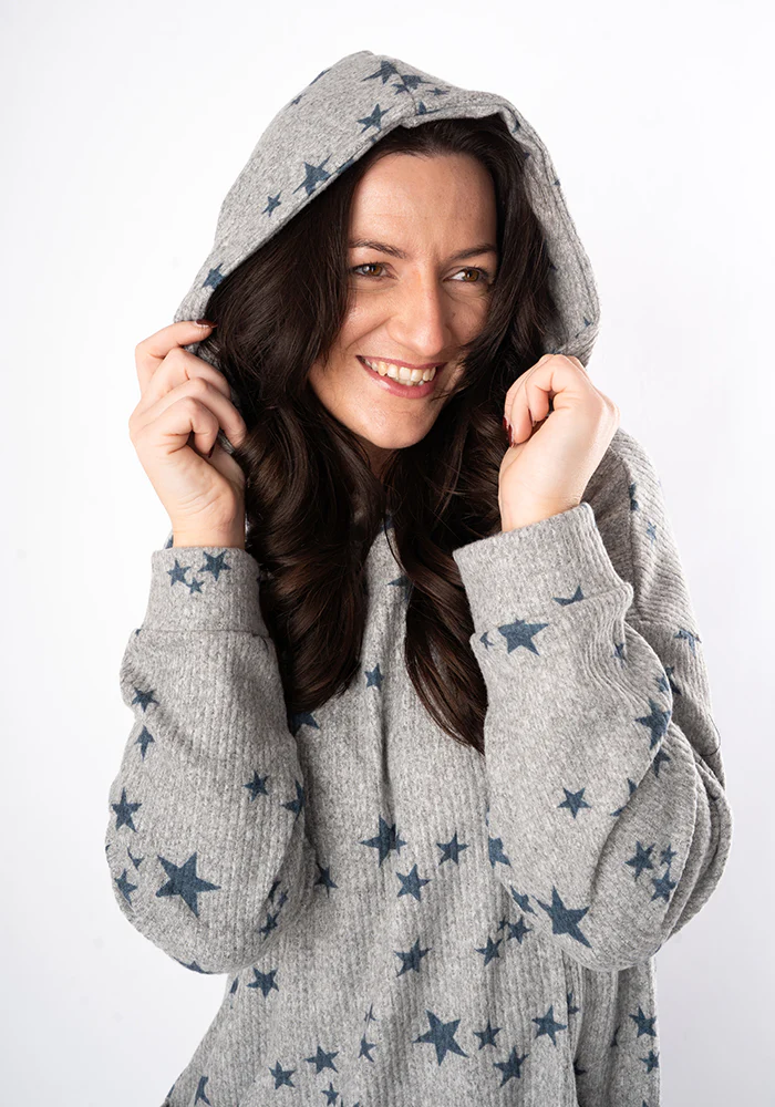 Kea Star Print Hooded Lounge Wear Dress - Image 9