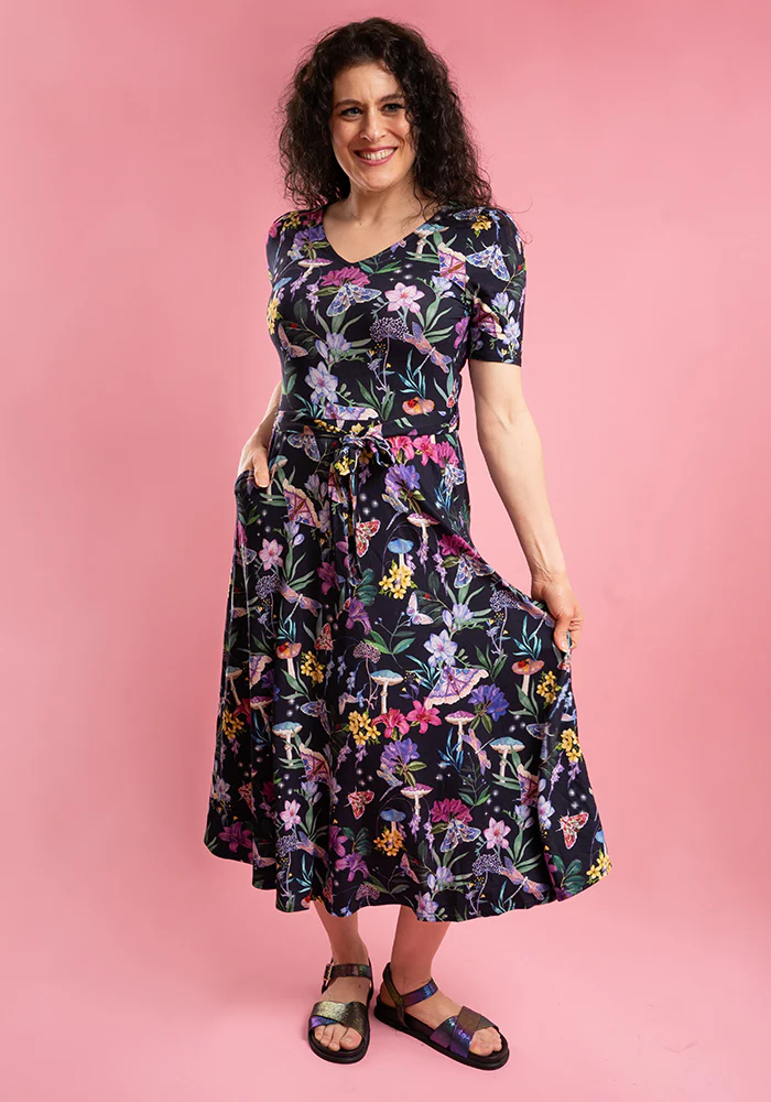 Keaton Toadstool Floral Print Viscose Midi Dress - Image 3