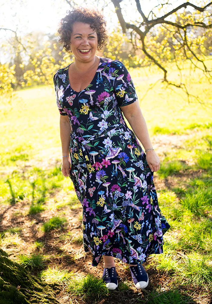 Keaton Toadstool Floral Print Viscose Midi Dress - Image 8