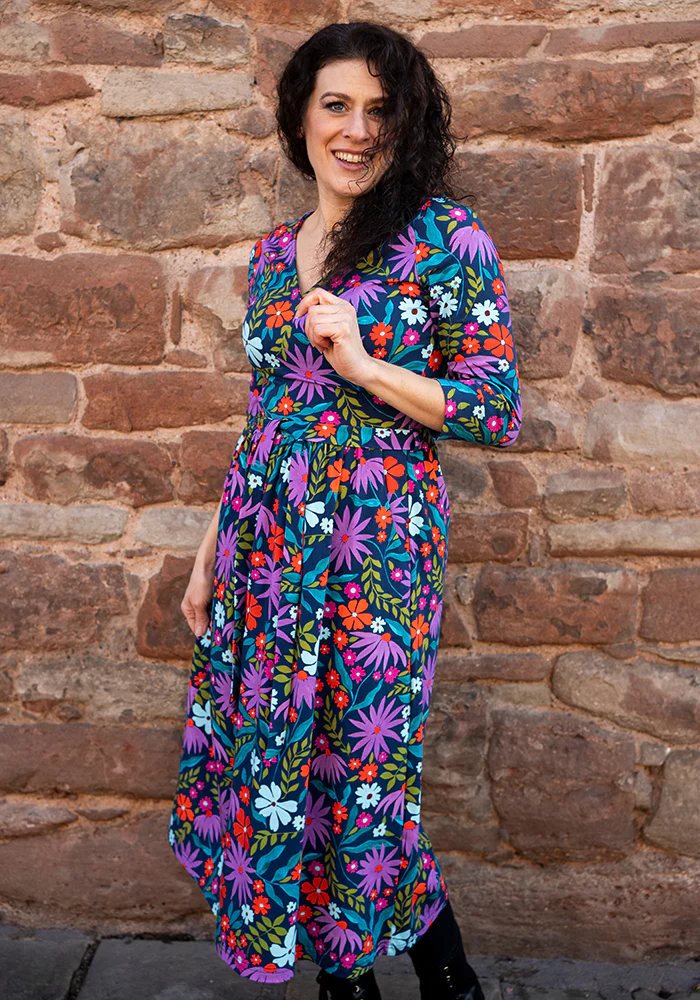 Keily Modern Floral Print Cotton Midi Dress - Image 8