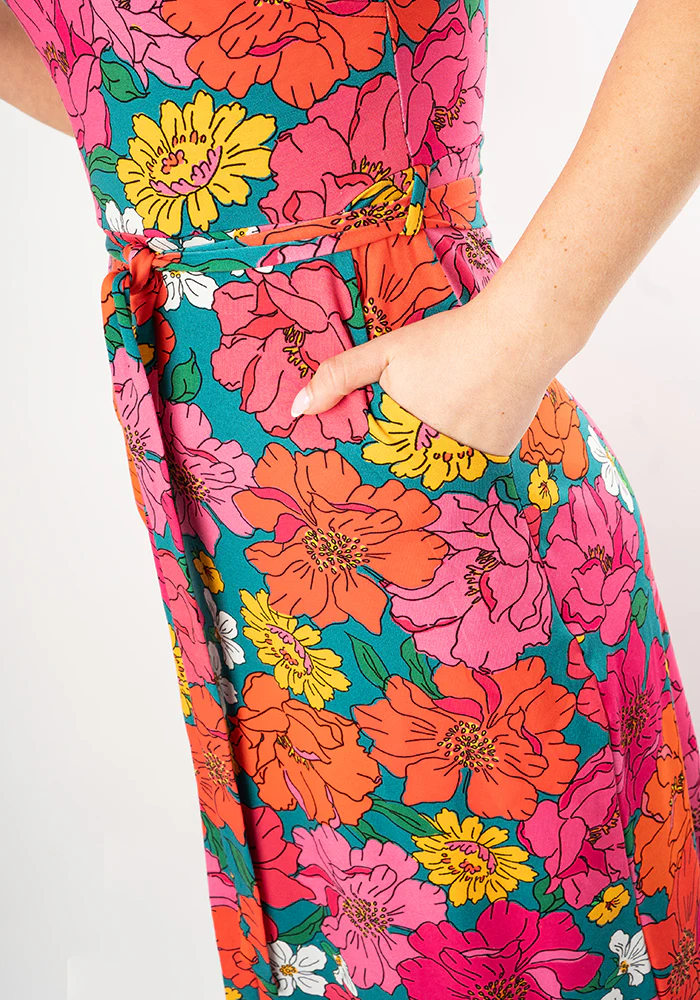 Kendall Bold Floral Print Cotton Maxi Dress - Image 3