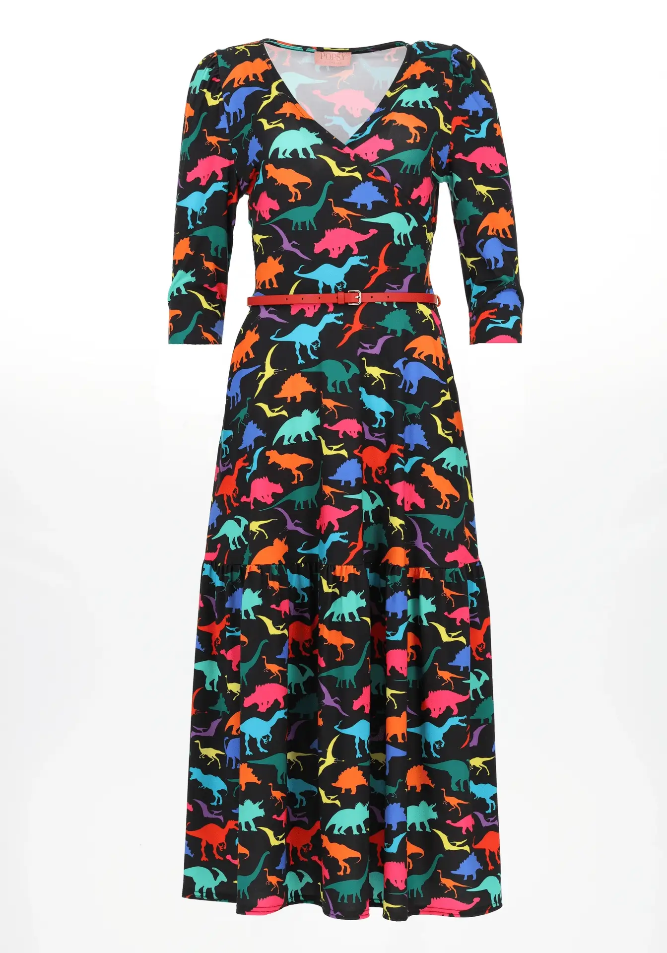 Kesee Black Dinosaur Print Jersey Midaxi Dress - Image 10