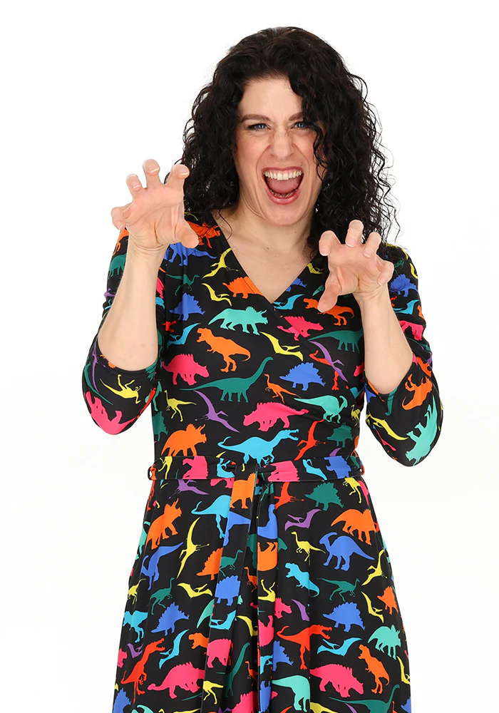 Kesee Black Dinosaur Print Jersey Midaxi Dress - Image 3