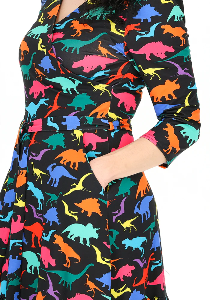 Kesee Black Dinosaur Print Jersey Midaxi Dress - Image 6
