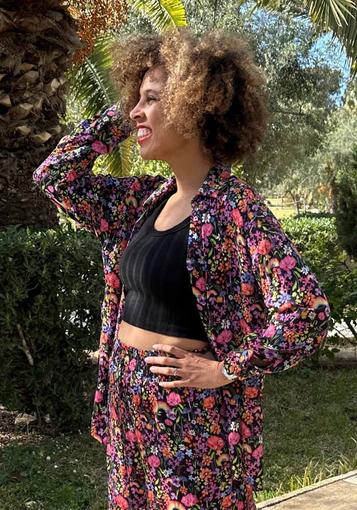 Laken Garden Rainbow Floral Print Woven Shirt - Image 3