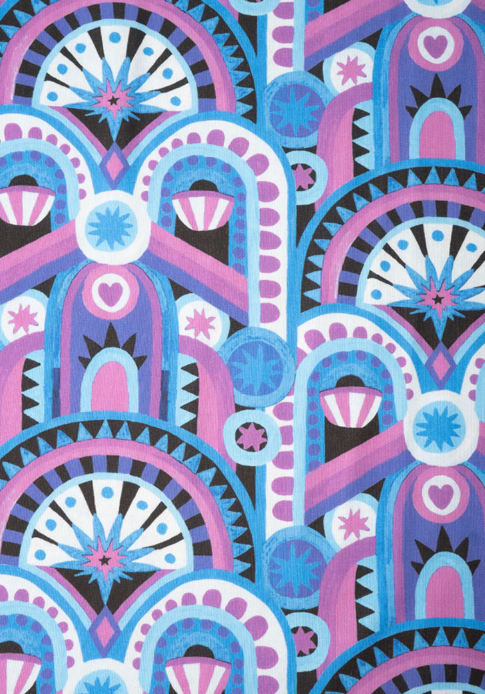Leana Blue Handpainted Deco Print Dress - Image 2