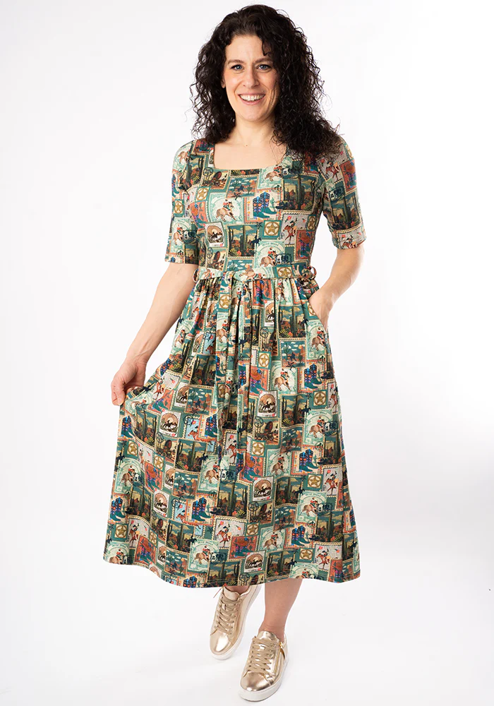 Leila Wild West Print Cotton Midi Dress - Image 4