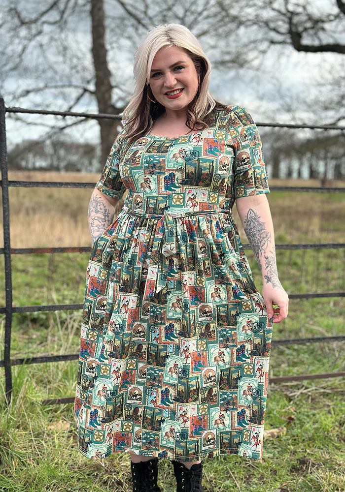 Leila Wild West Print Cotton Midi Dress - Image 6