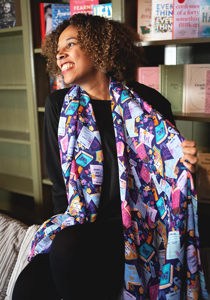 Colourful Women's Lightweight Printed Scarf - Library Books Print - Image 4