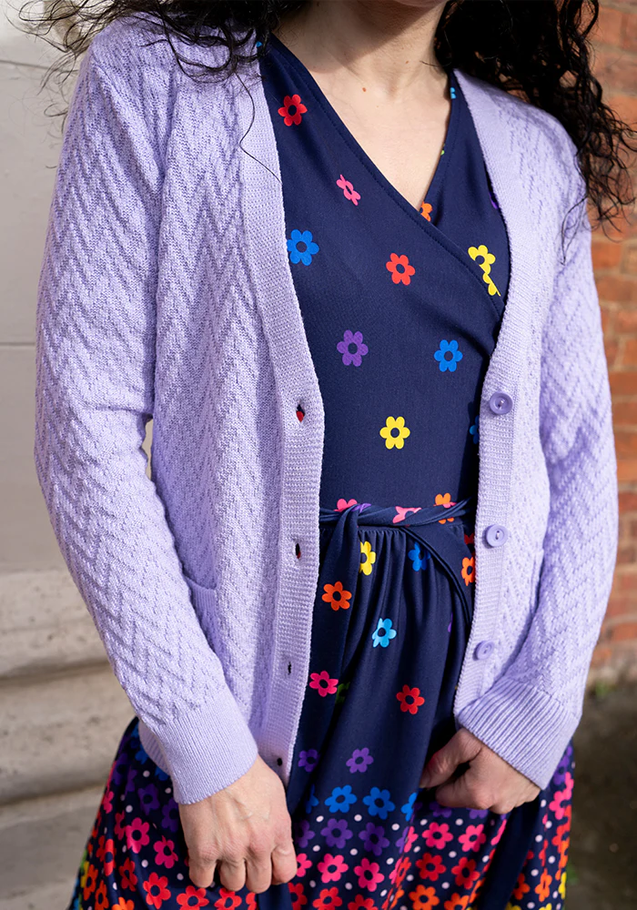 Lilac Chevron Knit Cardigan - Image 4