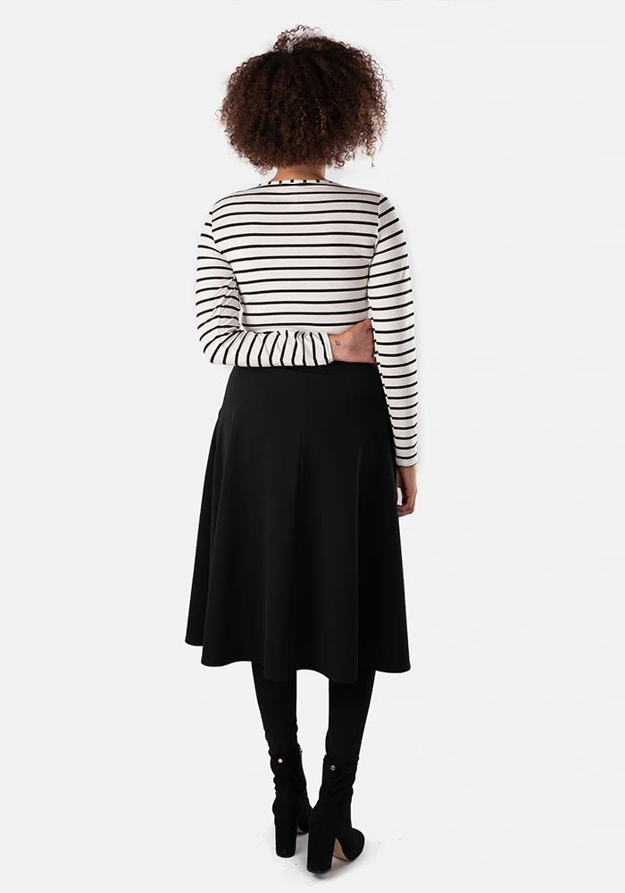 Lilia Black A-Line Textured Crepe Skirt - Image 7