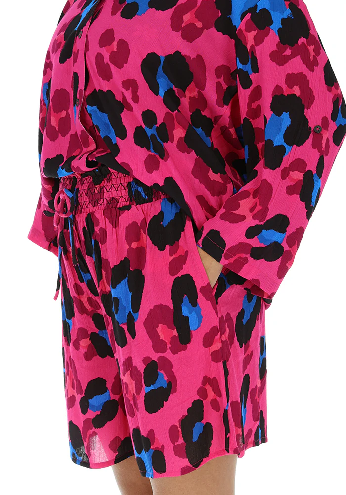 Lue Large Scale Pink Animal Print Woven Shorts - Image 5