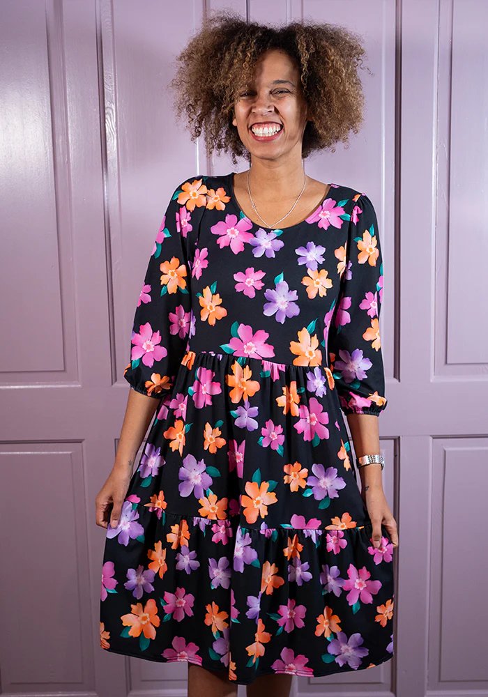 Luisa Bright Flower Print Jersey Dress - Image 11