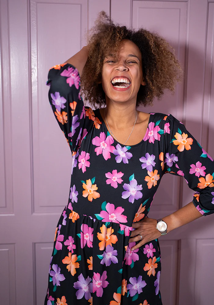 Luisa Bright Flower Print Jersey Dress - Image 4