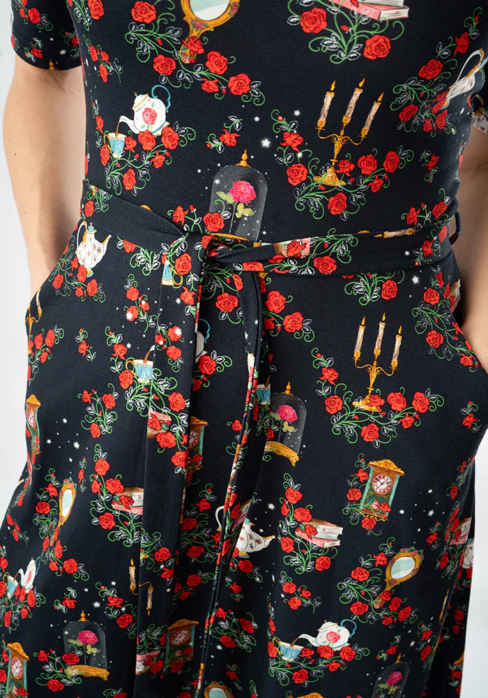 Lumiere Magical Rose Print Cotton Midi Dress - Image 6