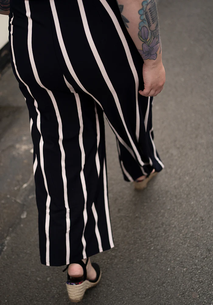 Lydia Navy & Light Pink Stripe Viscose Culotte Jumpsuit - Image 2