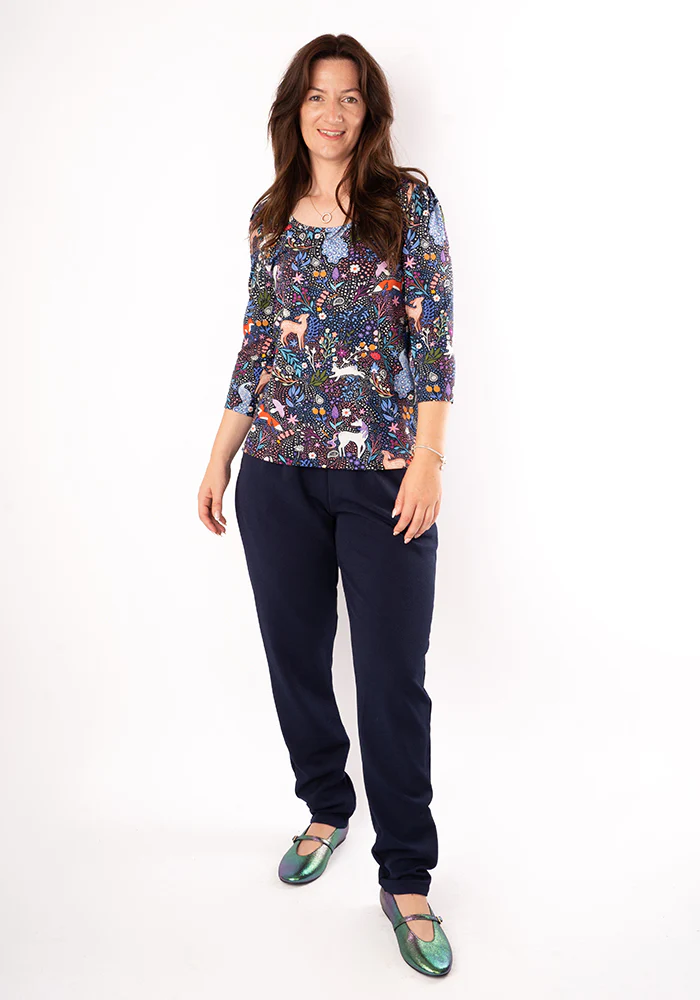 Makena Magical Woodland Print Round Neck Viscose Top - Image 2