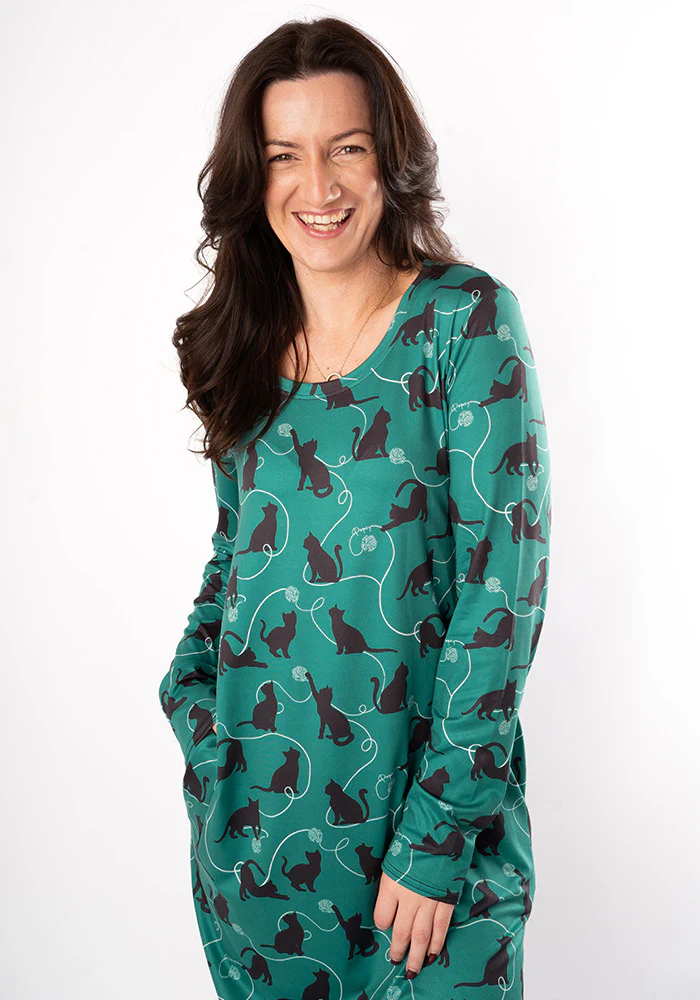 Mandy Playful Cats Print Nightshirt - Image 3