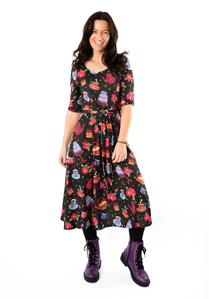 Marcie Tea & Cake Print Jersey Midi Dress - Image 7