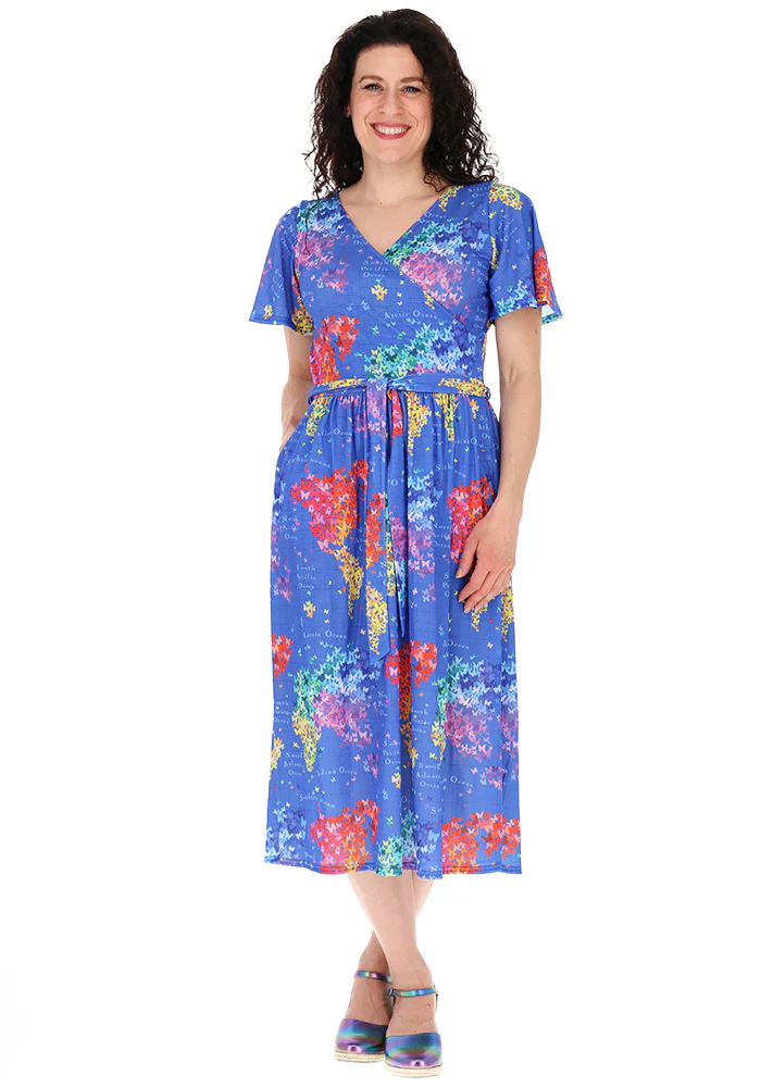 Margaux Butterfly Map Print Midi Dress - Image 3
