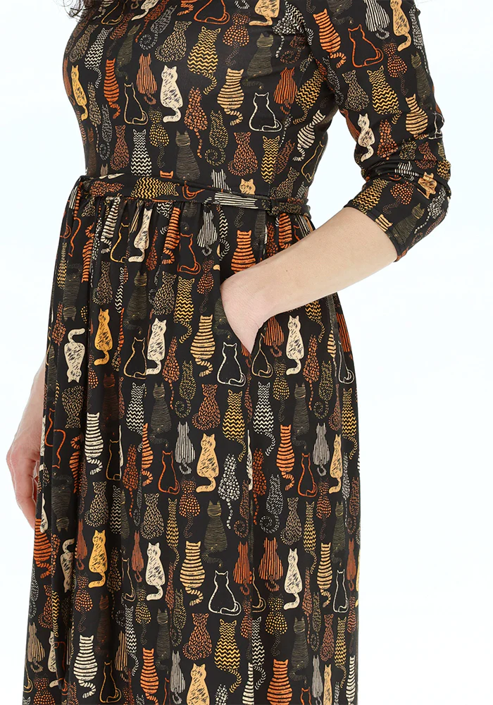 Mariam Cat Print Midi Dress - Image 4