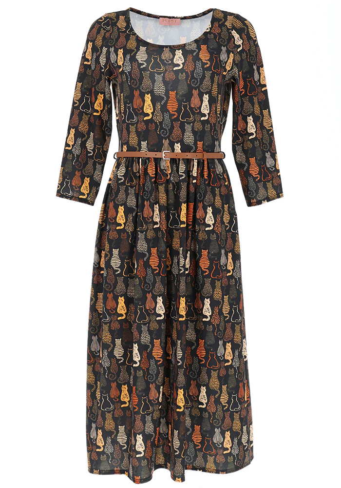 Mariam Cat Print Midi Dress - Image 6