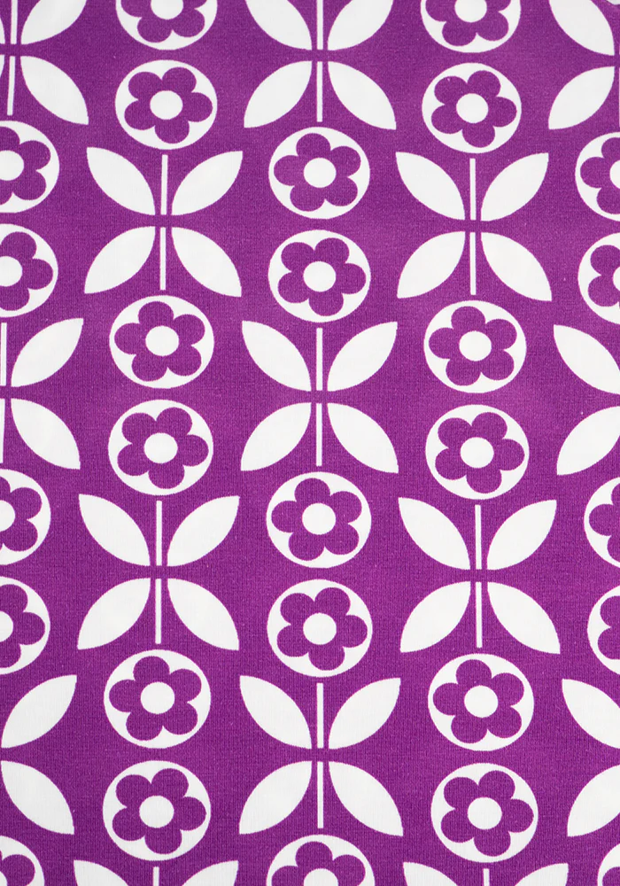 Marlena Purple Retro Flower Print Summer Cotton Midi Dress - Image 2