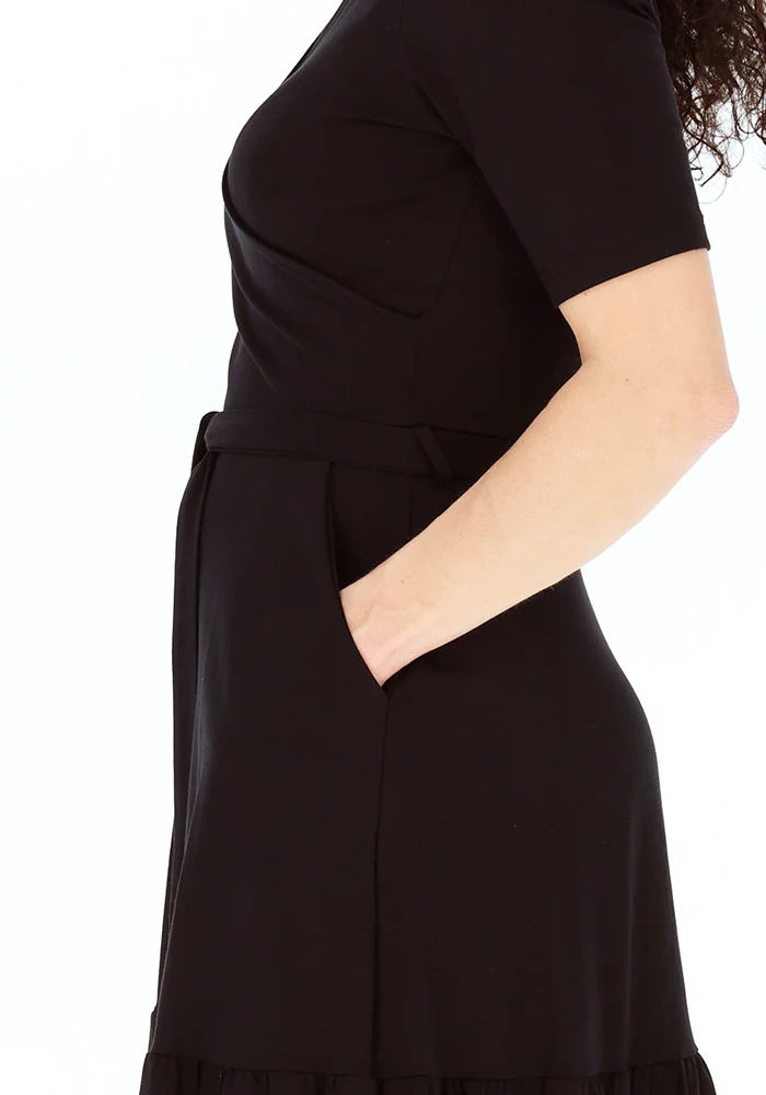 Marlene Black Tiered Hem Cotton Midaxi Dress - Image 2