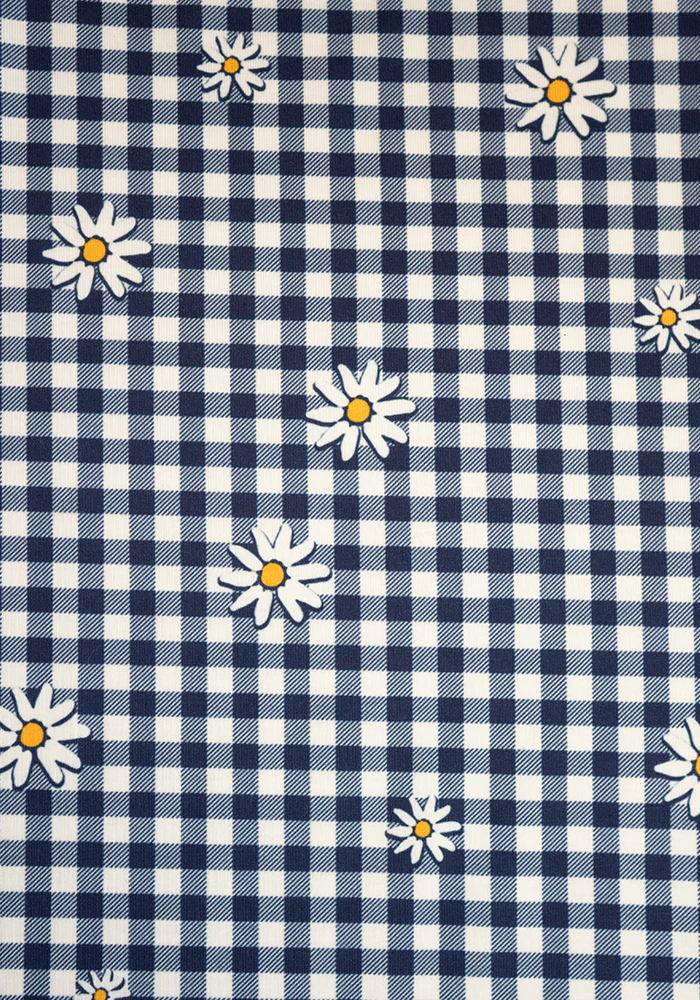 Maven Navy/White Gingham Daisy Print Dress - Image 2