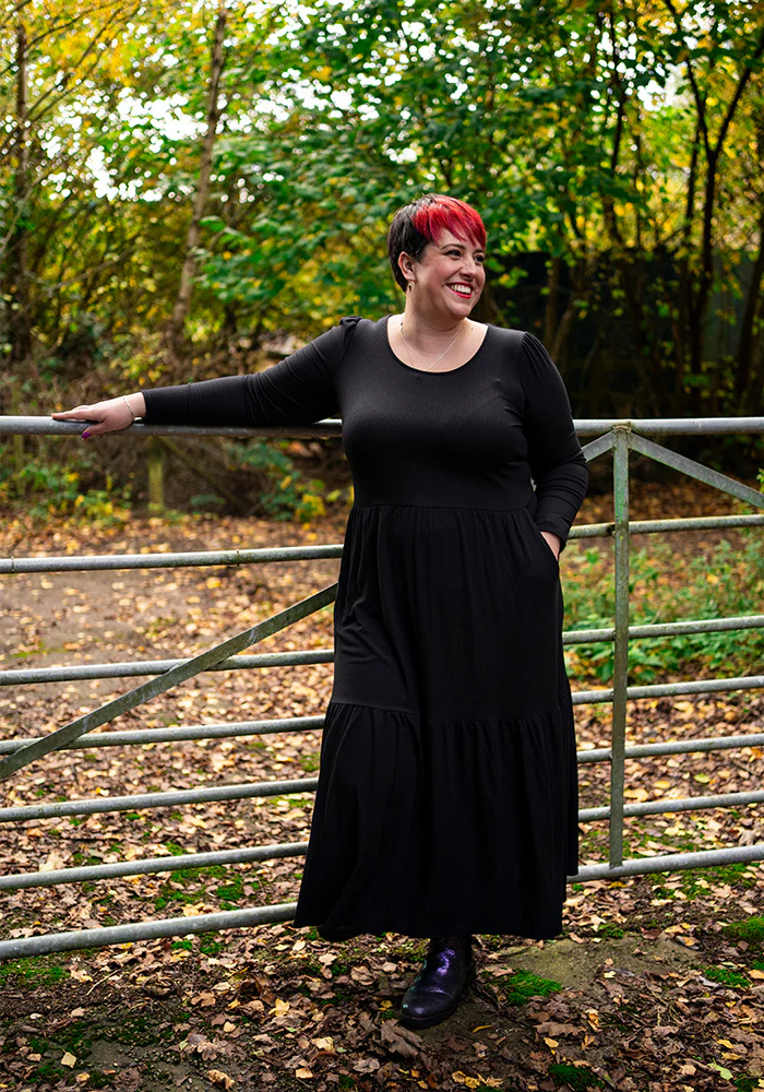 Mena Black Tiered Hem Midaxi Dress - Image 7