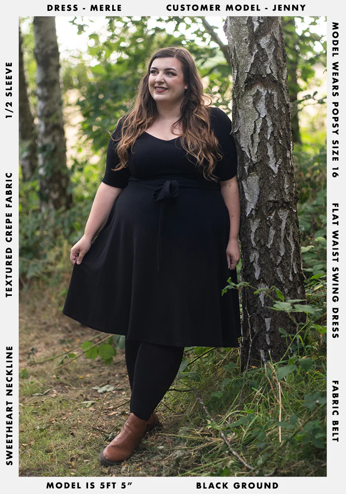 Merle Black Vintage Swing Dress - Image 3