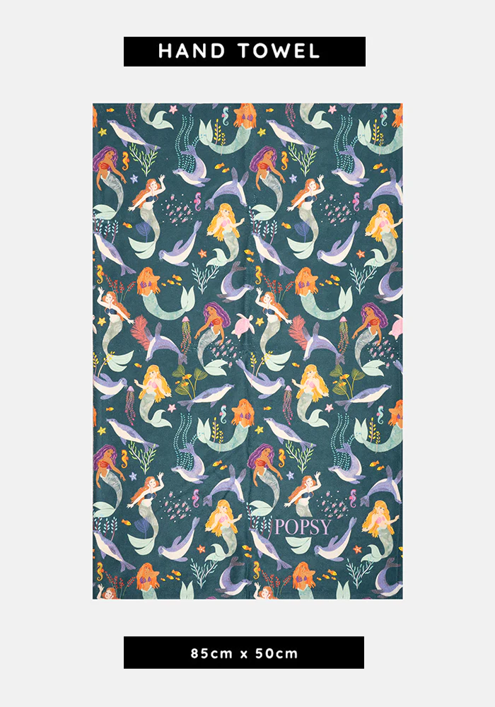 Mermaid And Seal Print Hand Towel