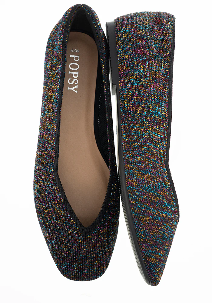 Metallic Rainbow Knitted Ballet Pumps - Image 11