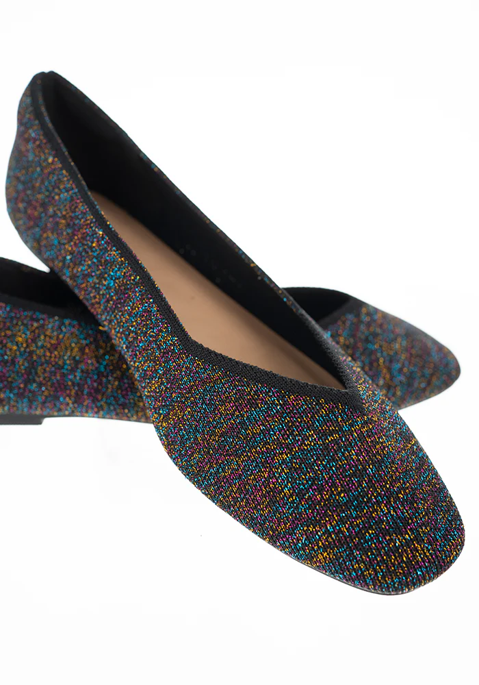 Metallic Rainbow Knitted Ballet Pumps - Image 13