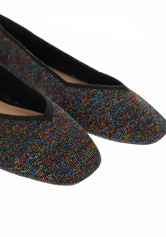 Metallic Rainbow Knitted Ballet Pumps - Image 3