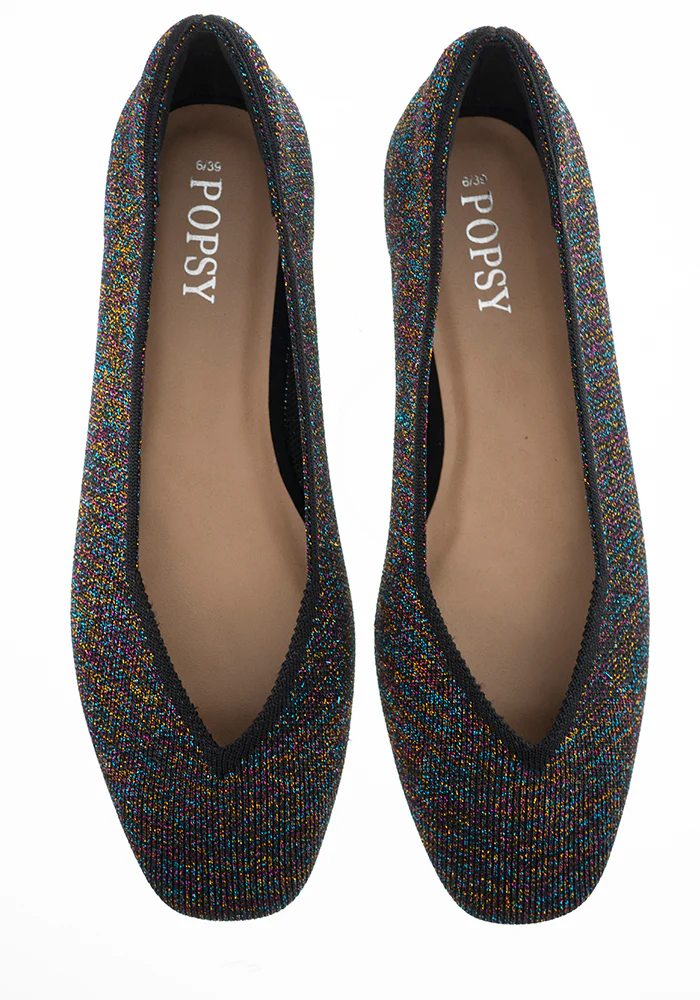 Metallic Rainbow Knitted Ballet Pumps - Image 7