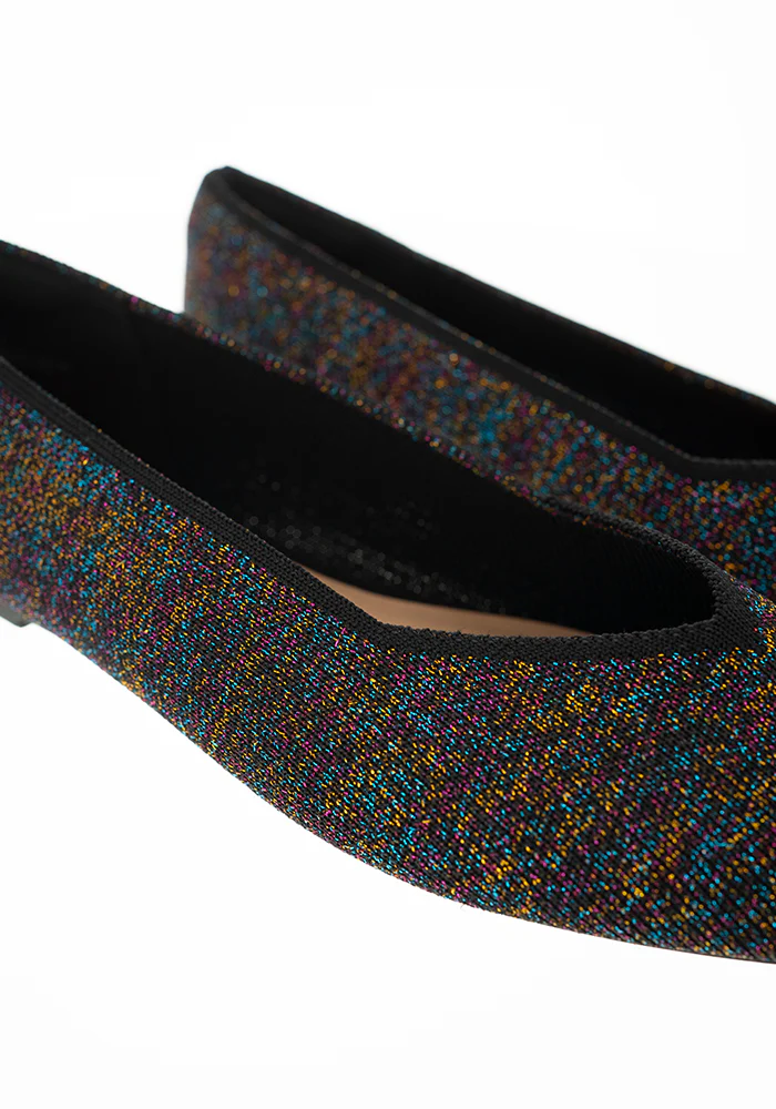 Metallic Rainbow Knitted Ballet Pumps - Image 8